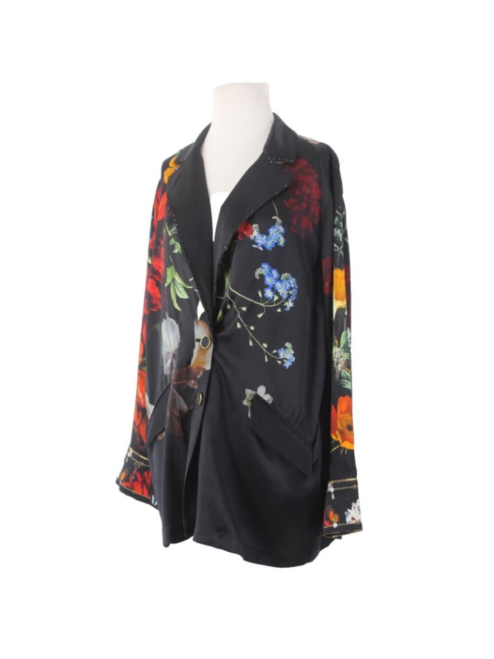 Camilla Blazer Jacket Sz XS/S Black Red 'Still Life' Floral 100% Silk Jacket - Picture 4 of 12